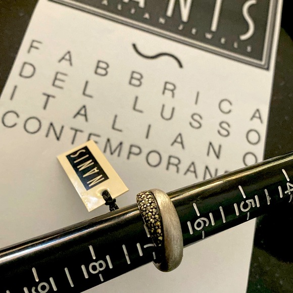 NWT NANIS Jewelers Brushed Sterling Silver and gemstone Cross Over Ring |Size 7 - Picture 10 of 13